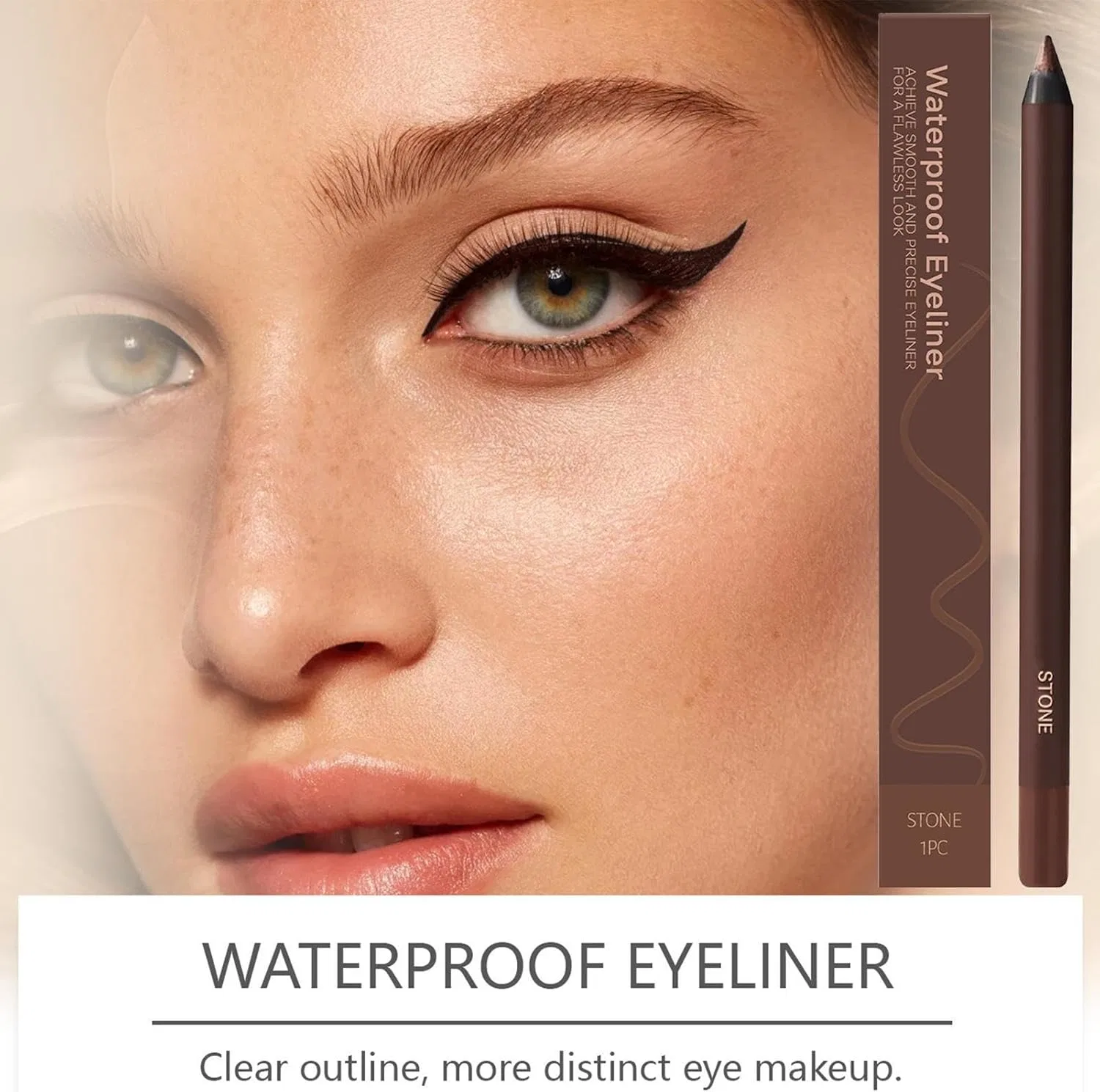 Карандаш для глаз и бровей водостойкий No brand, 1 шт, цвет стоунбраун — фото 2