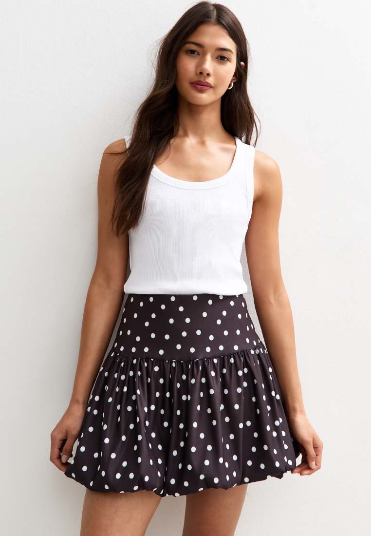 

Юбка-фонарик POLKA DOT PUFFBALL MINI - Mini skirt New Look, черный