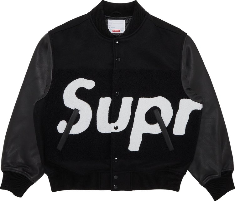 

Куртка Supreme Big Logo Chenille Varsity 'Black', черный