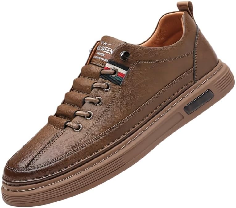 

Стильные мужские низкие кроссовки с толстой подошвой. Прочные и противоскользящие. Удобная ткань. Дышащая подкладка Clolinde, коричневый