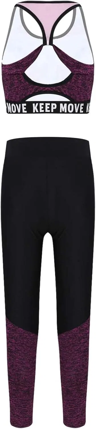 Детский спортивный комплект топ и леггинсы Moggemol, цвет Color Block Hotpink — фото 2