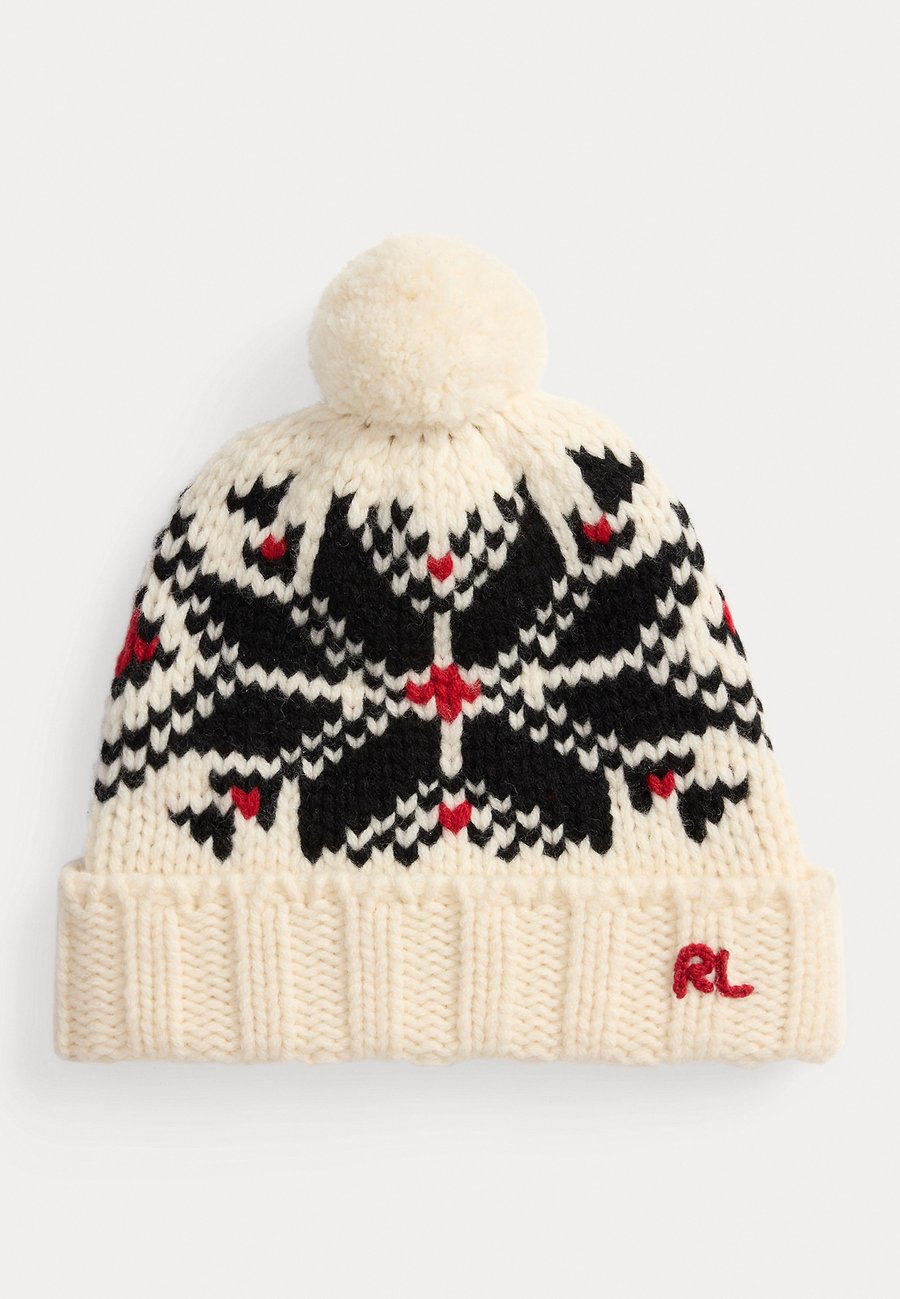 

Шапка Polo Ralph Lauren SNOWFLAKE-MOTIF WOOL POM-POM BEANIE, Cream/Off-White