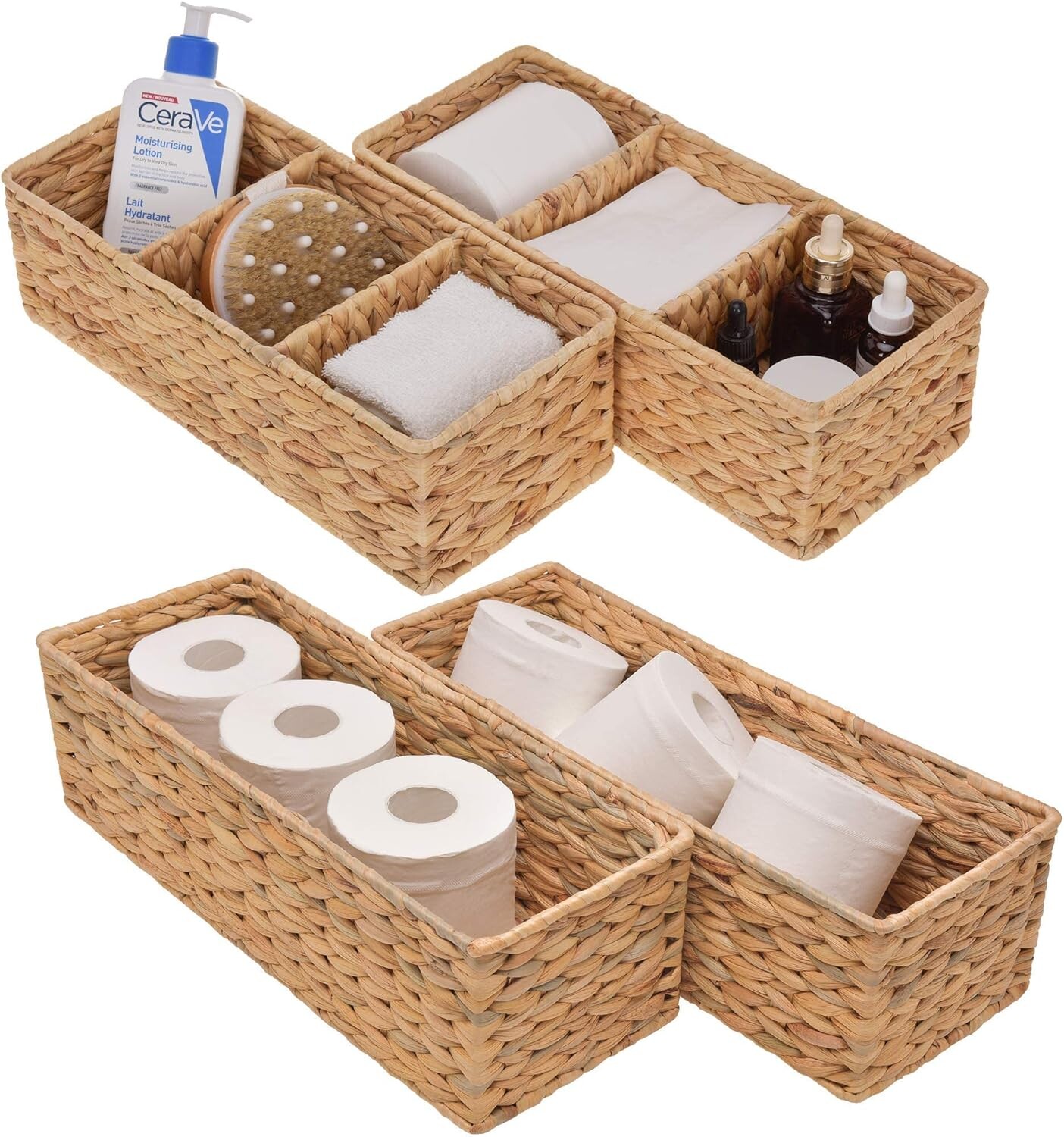 

Хранение Works, набор из 3-х секционных плетеных корзин и корзин для туалетной бумаги