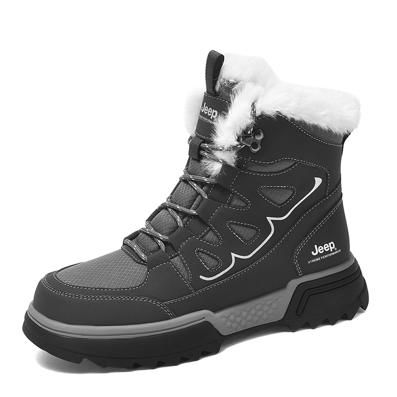 

Теплые износостойкие противоскользящие короткие зимние ботинки мужские Jeep, серый