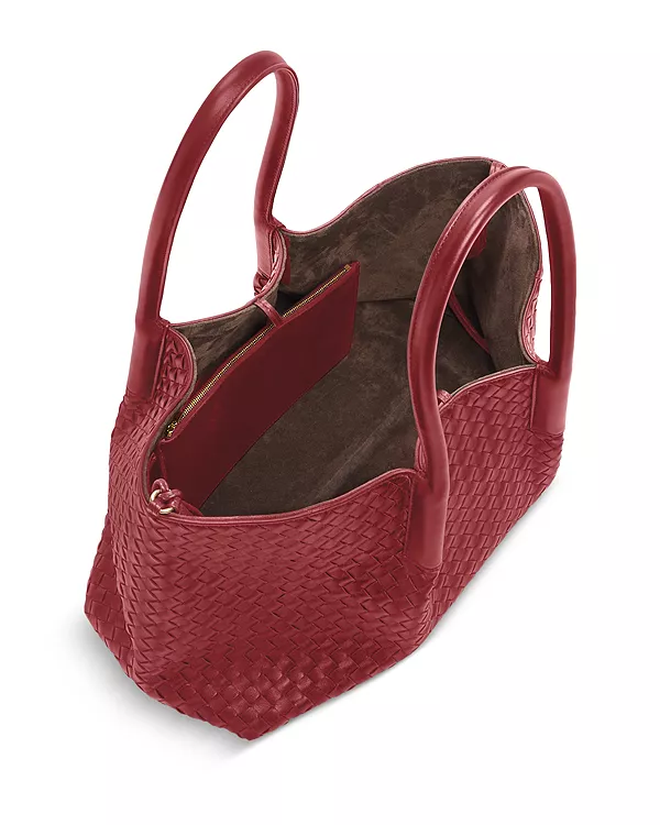 Двусторонняя сумка-тоут Pinacoteca из кожи intrecciato Bottega Veneta, красный — фото 3