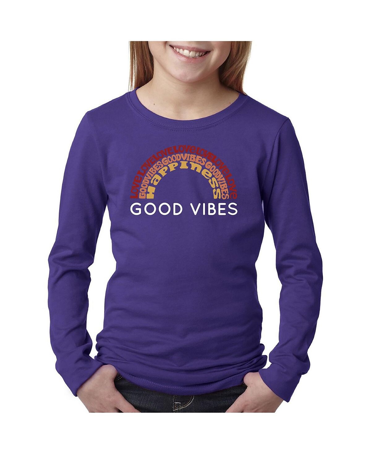 

Футболка с длинным рукавом Big Girl's Word Art — Good Vibes LA Pop Art