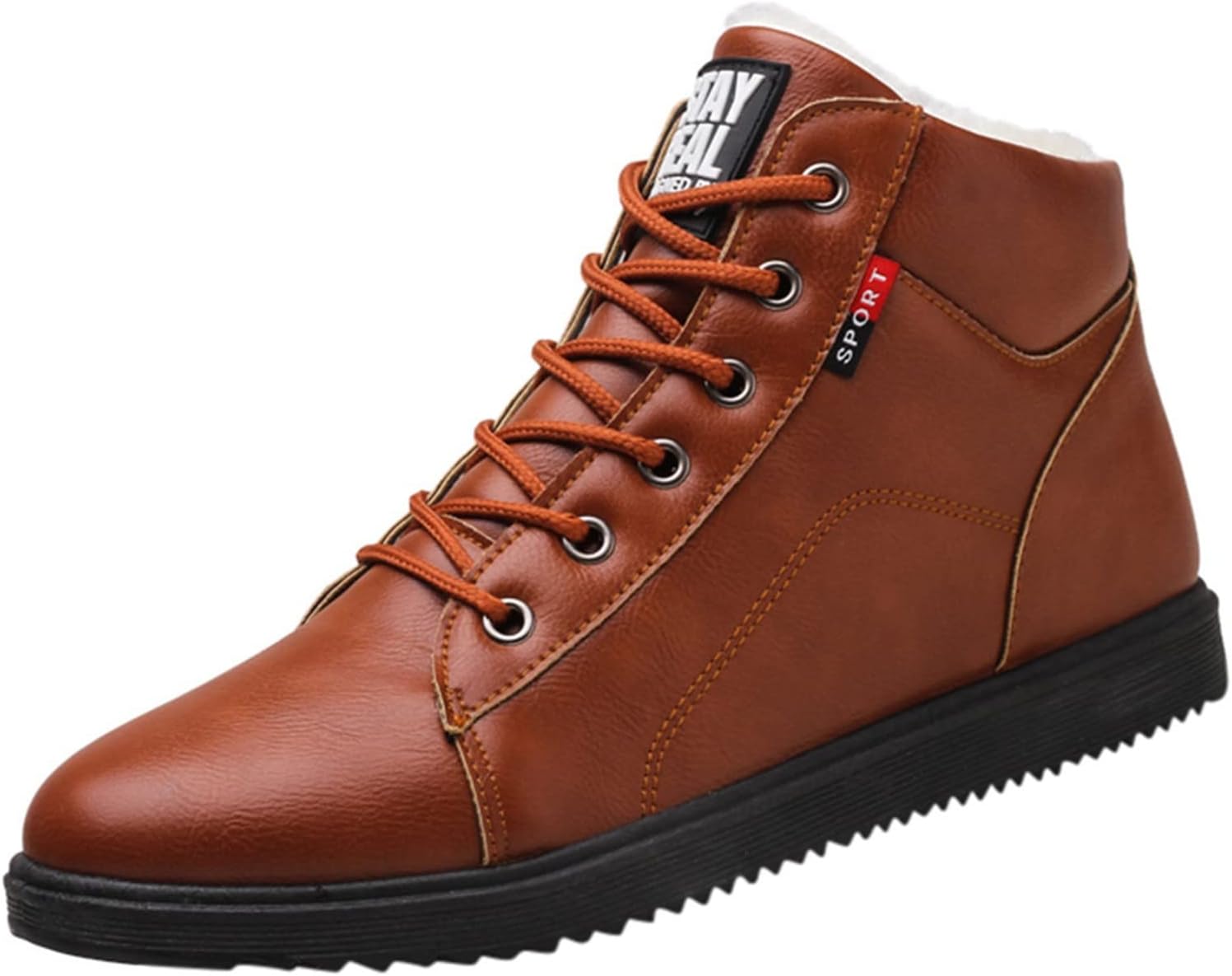 

Ботинки для мужчин, высокие кроссовки, с круглым носком, дышащие, повседневные теплые мужские обувь, мужские кэжуал обувь Shijian, коричневый