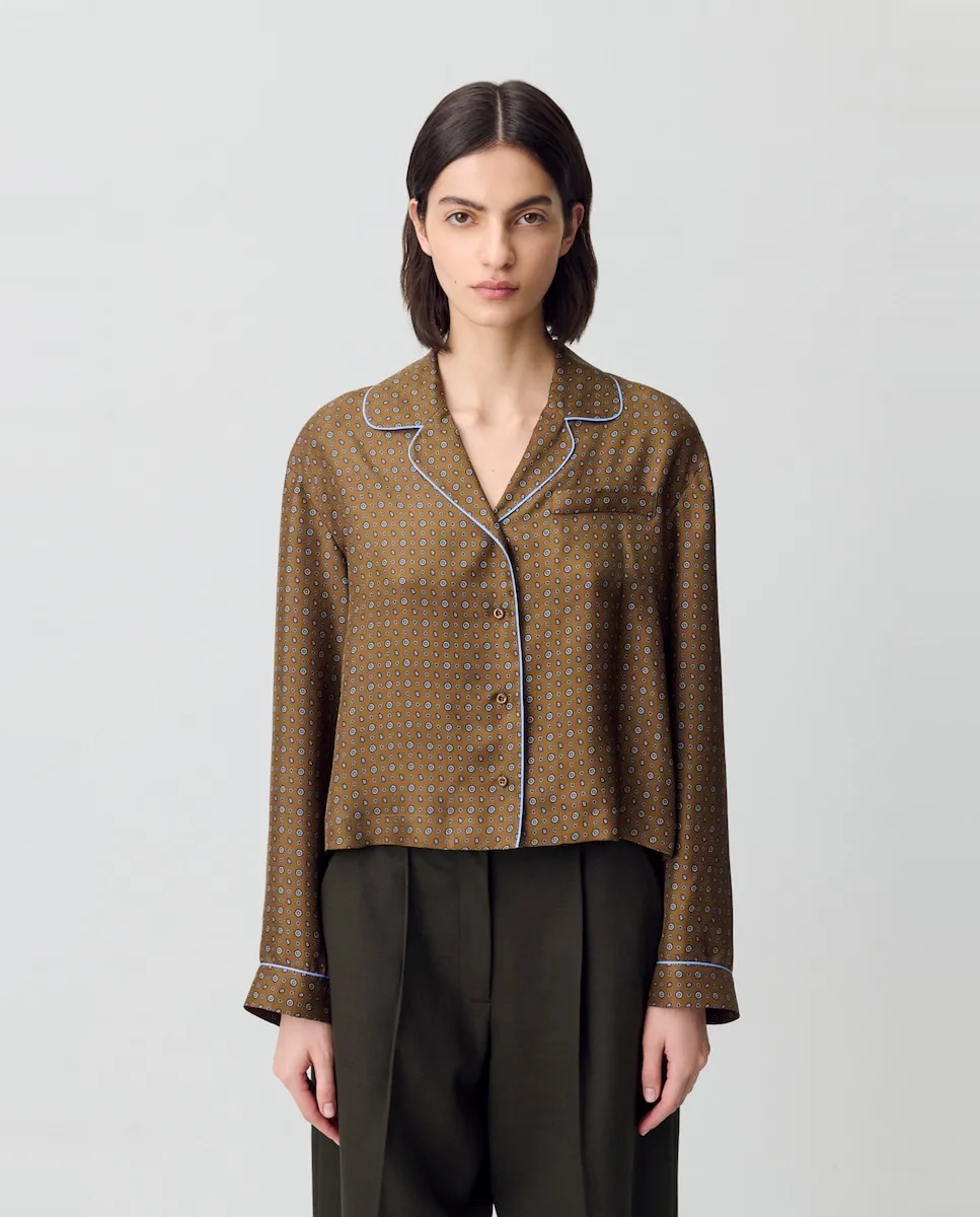 

Женская шелковая блузка с узором Claudie Pierlot, коричневый