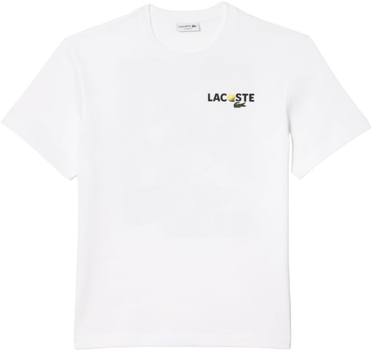 Мужская футболка Lacoste с круглым вырезом и коротким рукавом, классического кроя с графическим принтом, White Animated — фото 3