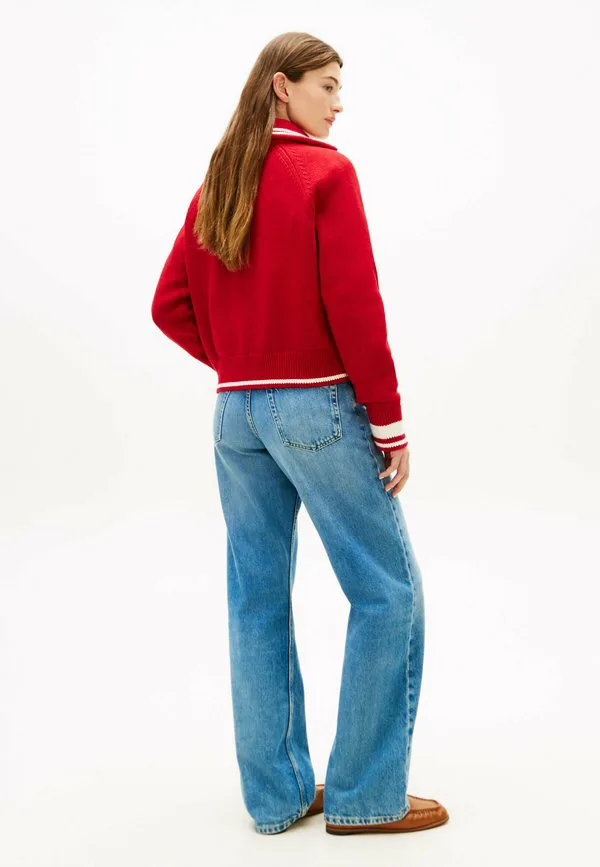 Свободный джемпер с застежкой-молнией на четверть длины. Tommy Hilfiger, Medium Red — фото 3