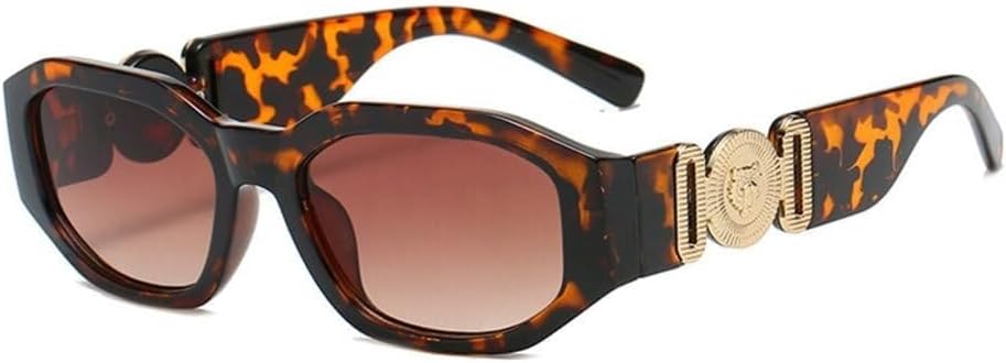 

Классические модные винтажные солнцезащитные очки в маленькой квадратной оправе для мужчин и женщин, роскошные трендовые солнцезащитные очки в стиле панк, защита от ультрафиолета UV400 LXLHWN, Leopard