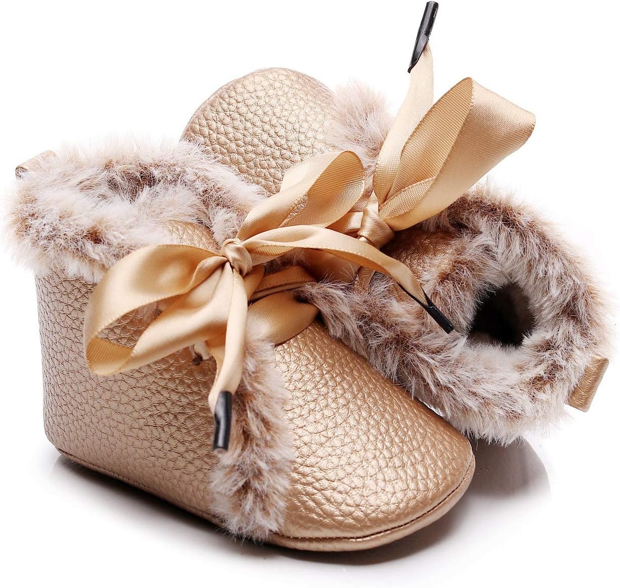 

Зимние детские ботинки Bebila Winter для малышей - шнуровка, обувь для девочек и мальчиков, с нескользящей мягкой подошвой, теплые ботиночки с мехом для новорожденных и первых шагов, Gold