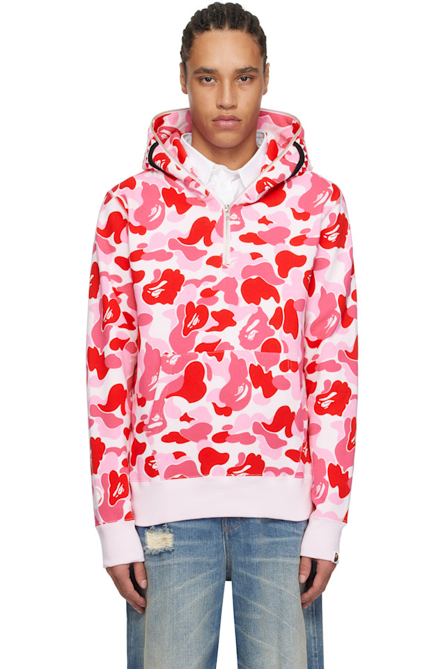 

Камуфляжная худи с молнией до половины Abc Shark Bape, розовый