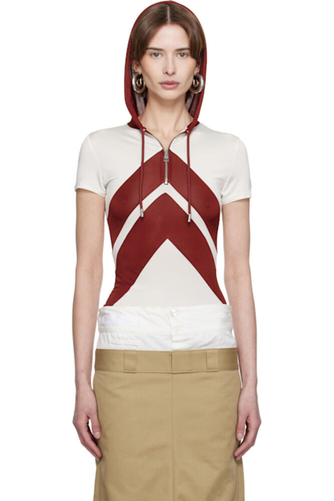 

Толстовка с капюшоном «The Chevrons» белого и бордового цветов Jean Paul Gaultier