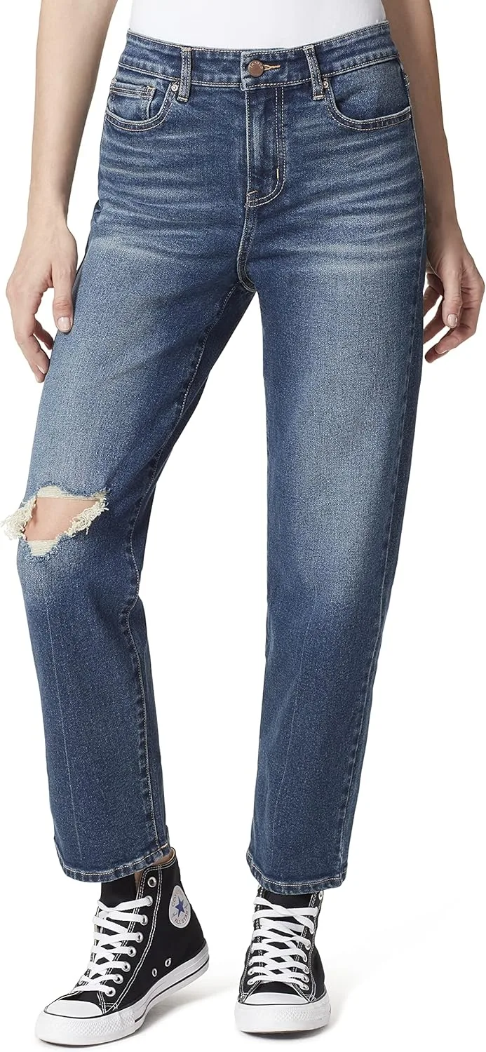 

Женские джинсы с высокой посадкой и прямыми штанинами FRAYED Jeans