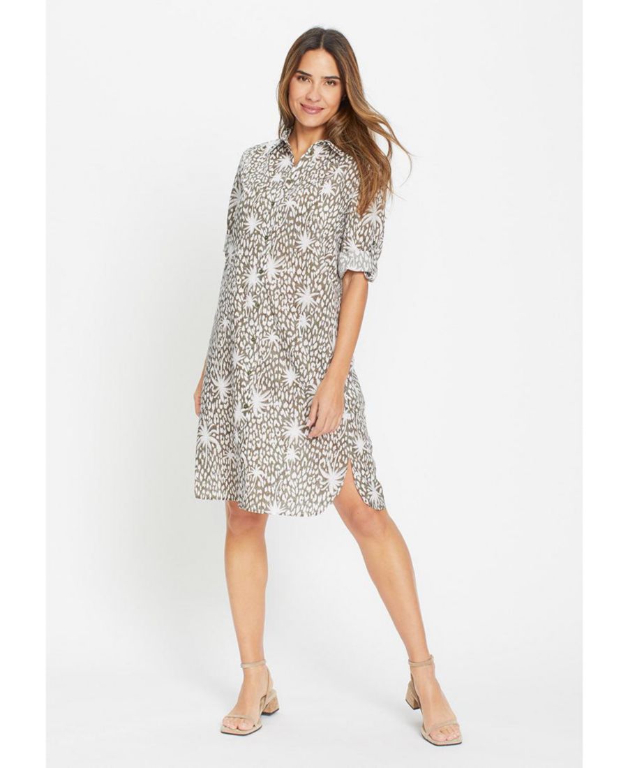 

Женское платье-рубашка с тропическим смешанным принтом Olsen, Olive