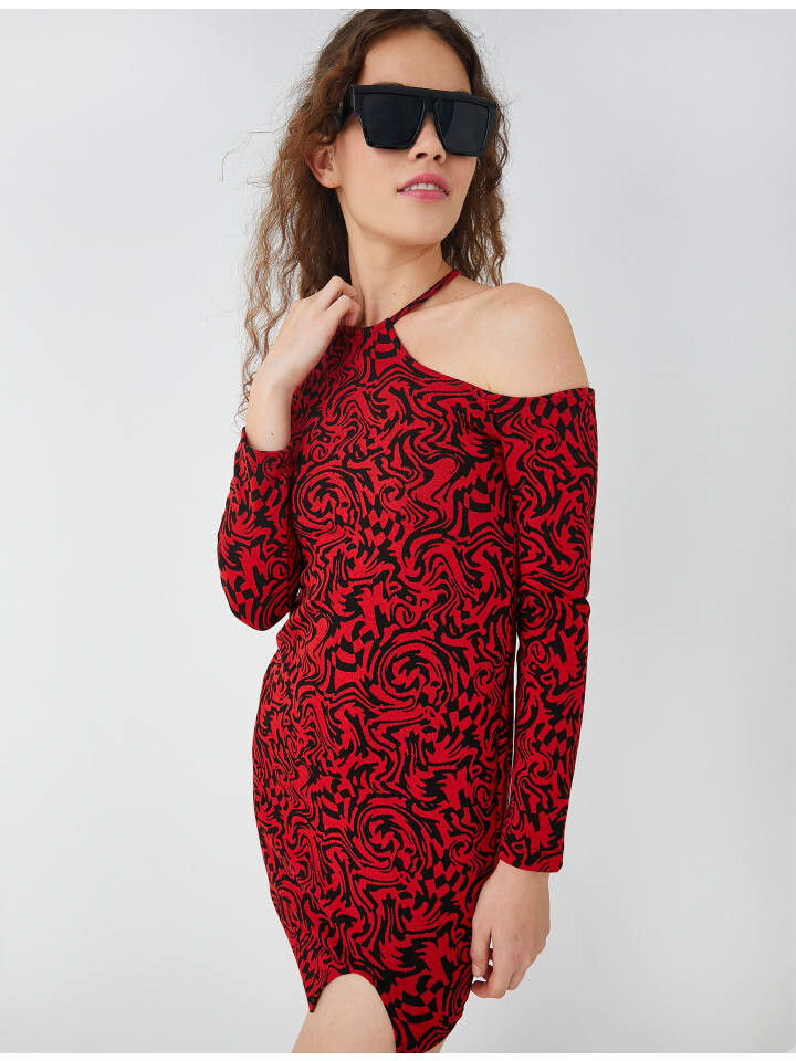 

Короткое платье KOTON, цвет rot gemustert
