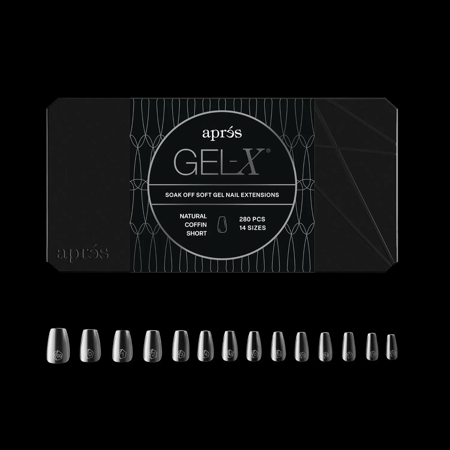 Набор мягких гелевых типсов «Gel-X Coffin Box» от APRS, 280 шт. Aprés, Natural Coffin Short