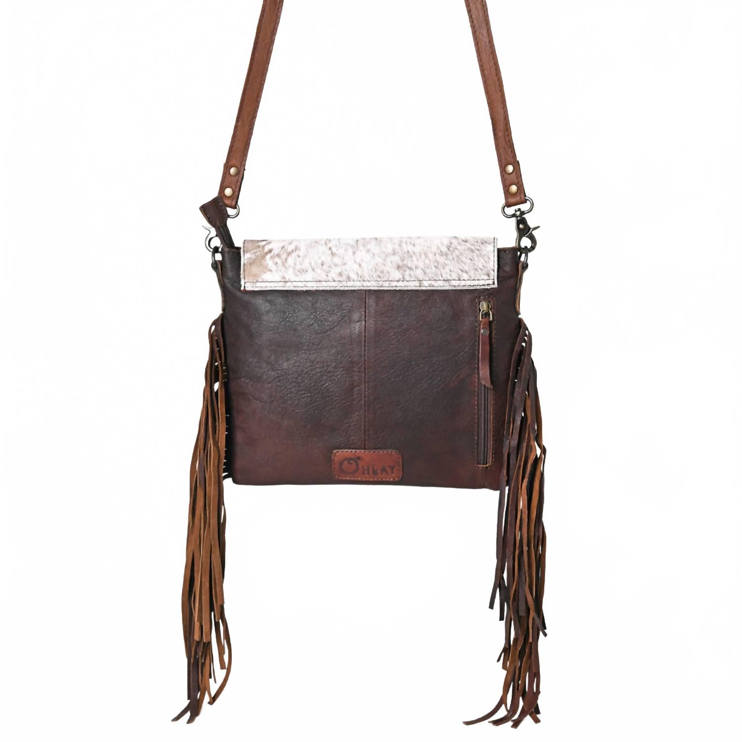 

Ohlay Женская сумка через плечо с цветочным тиснением, коричневого цвета