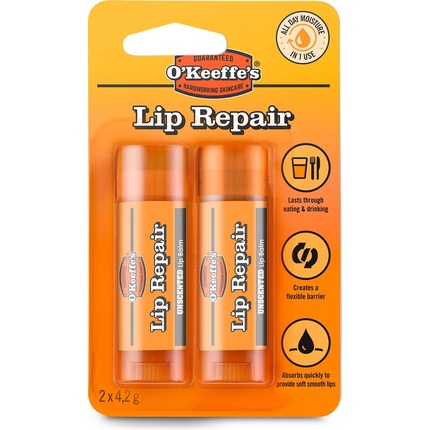 

Восстанавливающий бальзам для губ Lip Repair Duo Blister без запаха - идеально подходит для сухих губ O'Keeffe's