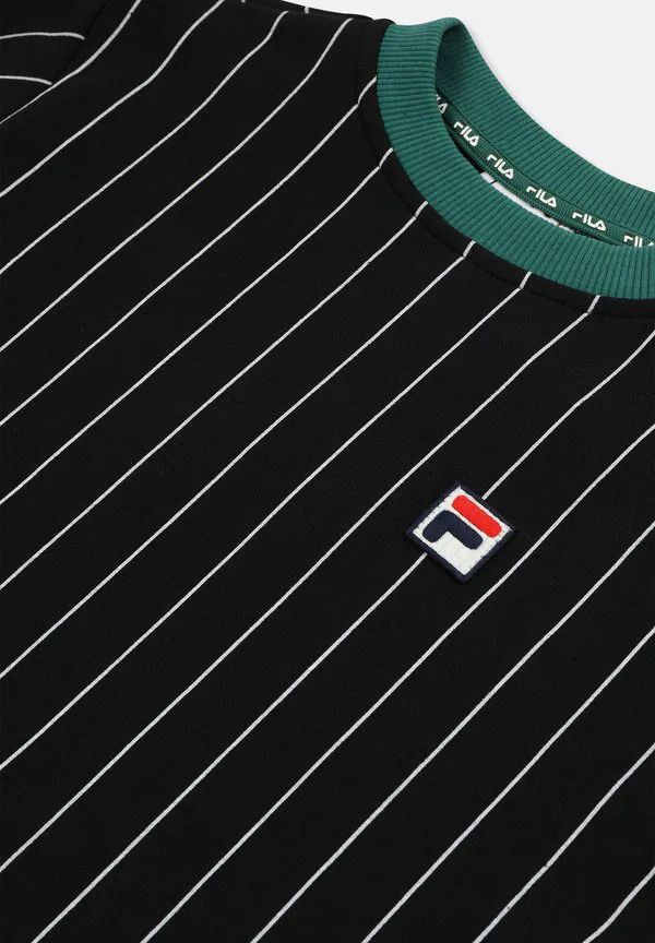 Одежда lubaco, обычная толстовка в полоску с круглым вырезом Fila, Black/Egret Striped — фото 3