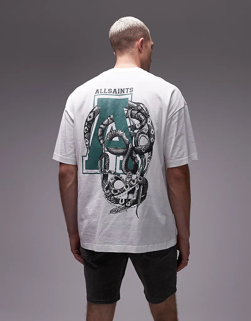 

Футболка AllSaints Caduceus с графическим принтом пепельно-белого цвета