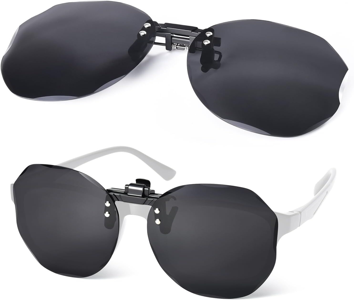 

Солнцезащитные очки Polygon Clip On для женщин и мужчин, надеваемые поверх очков с диоптриями, поляризованные, откидные, надеваются поверх солнцезащитных очков TINHAO, Black