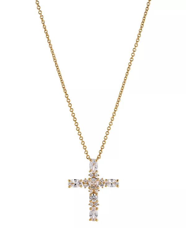 

Ожерелье с подвеской-крестом из кубического циркония, покрытого 18-каратным золотом, 16 дюймов + 2-дюймовый удлинитель, создано для Macy's Eliot Danori, gold
