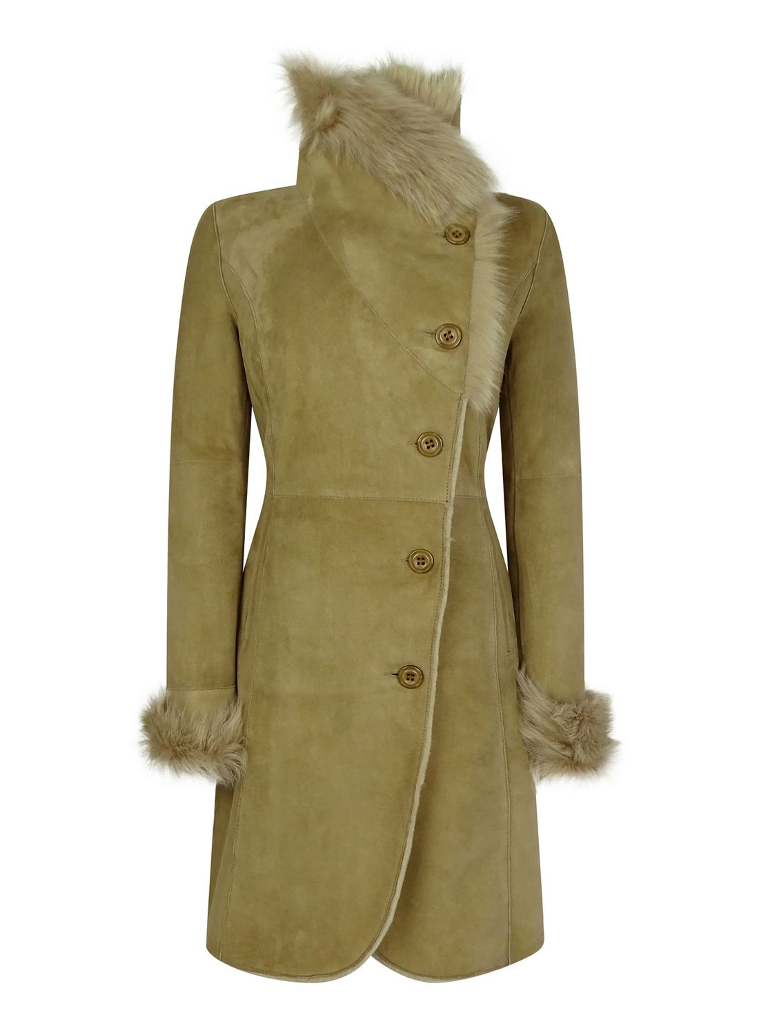 

Длинный тренчкот из овчины и замши длиной 3/4 TruClothing, бежевый