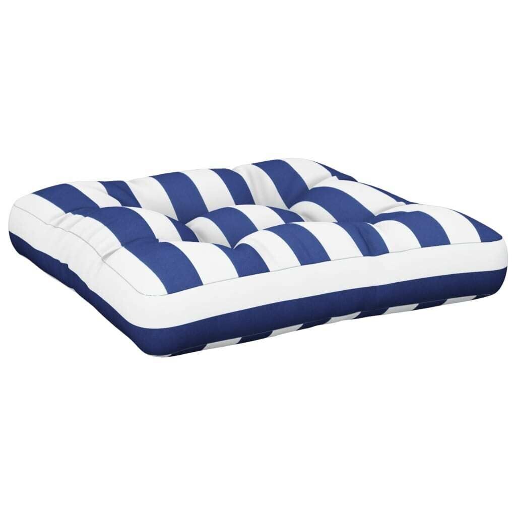 

VidaXL Подушка Pallet Blue White Stripes 60x61,5x10 см ткань Оксфорд, синий