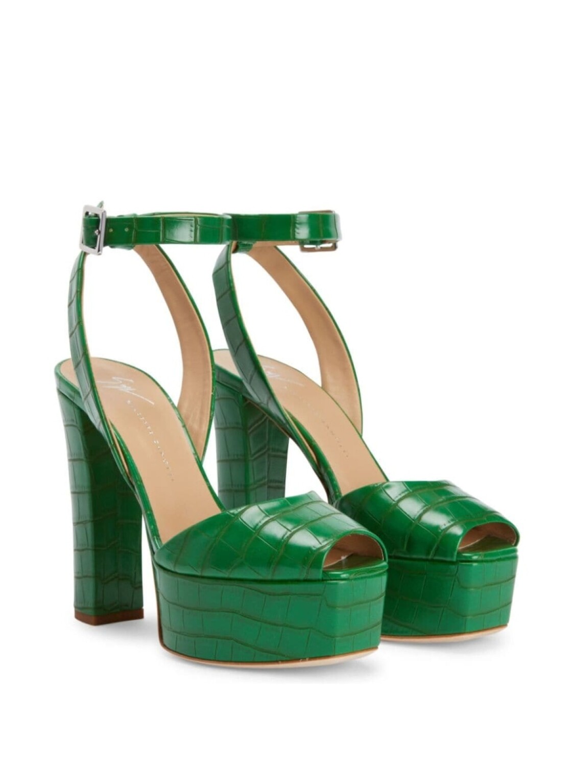 Giuseppe Zanotti Betty 120mm crocodile-print sandals, зеленый — фото 2