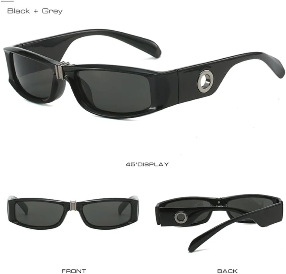 

Солнцезащитные очки ретро-прямоугольной формы для женщин, модные солнцезащитные очки UV400 для мужчин, очки для занятий спортом на открытом воздухе MTZJH, Black Gray