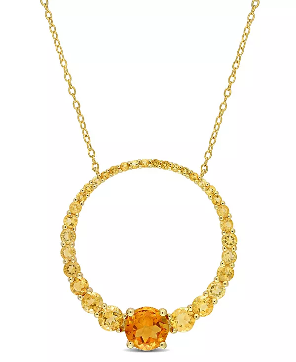 

Ожерелье с цитрином (3 1/4 карата) в форме разомкнутого круга из серебра 925 пробы с золотым покрытием 18 карат Macy'S, citrine