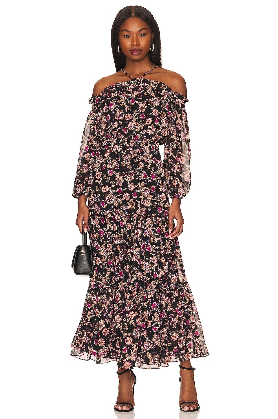 

Платье макси 1. STATE Smocked Waist Halter, цвет Woodblock Floral