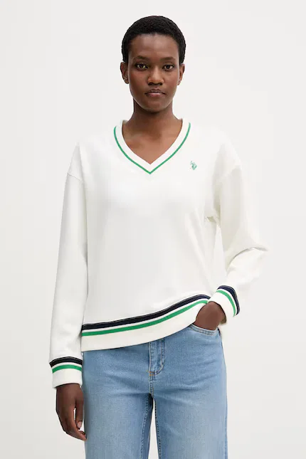 Свитер свободного кроя V-Neck U.S. Polo Assn., бежевый