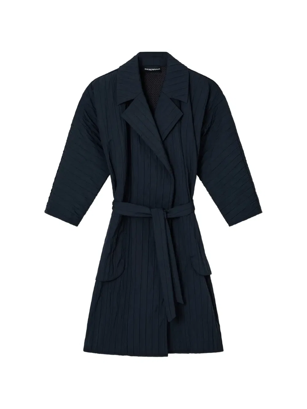 Пальто со складками и поясом Emporio Armani Kids, синий