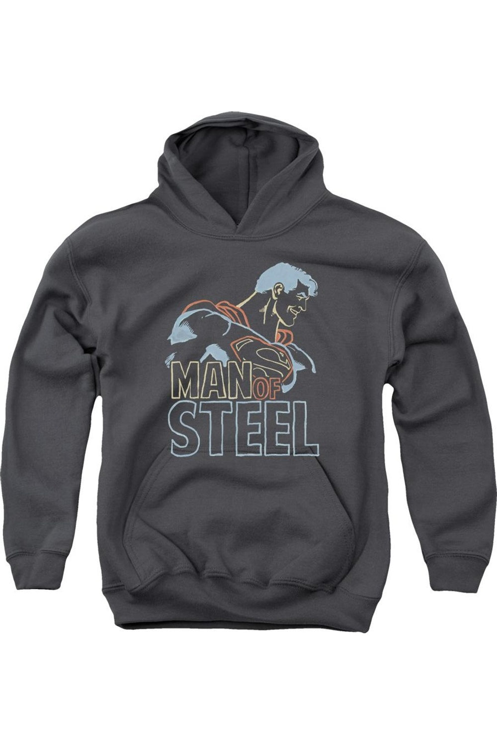 

Детская толстовка с капюшоном Superman в цветных линиях Gildan, Charcoal