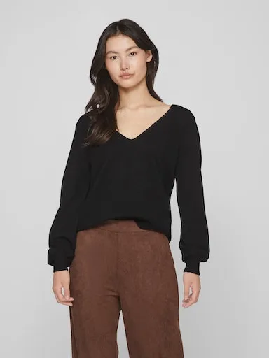 

Свитер Vila с V-образным вырезом "VIRIL REV V-NECK L/S TOP - NOOS", черный