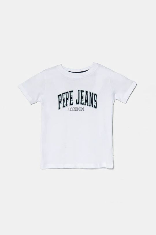 

Детская хлопковая футболка Bain Pepe Jeans, белый