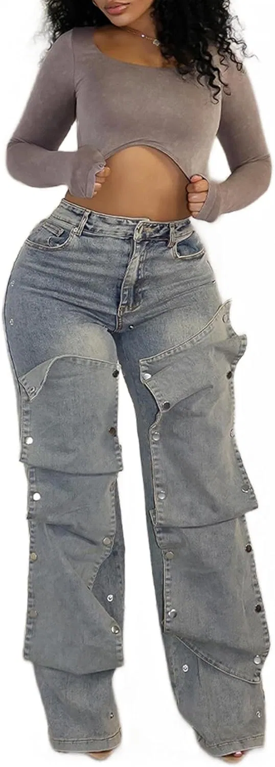 Джинсы свободные boyfriend Y2K Light Blue