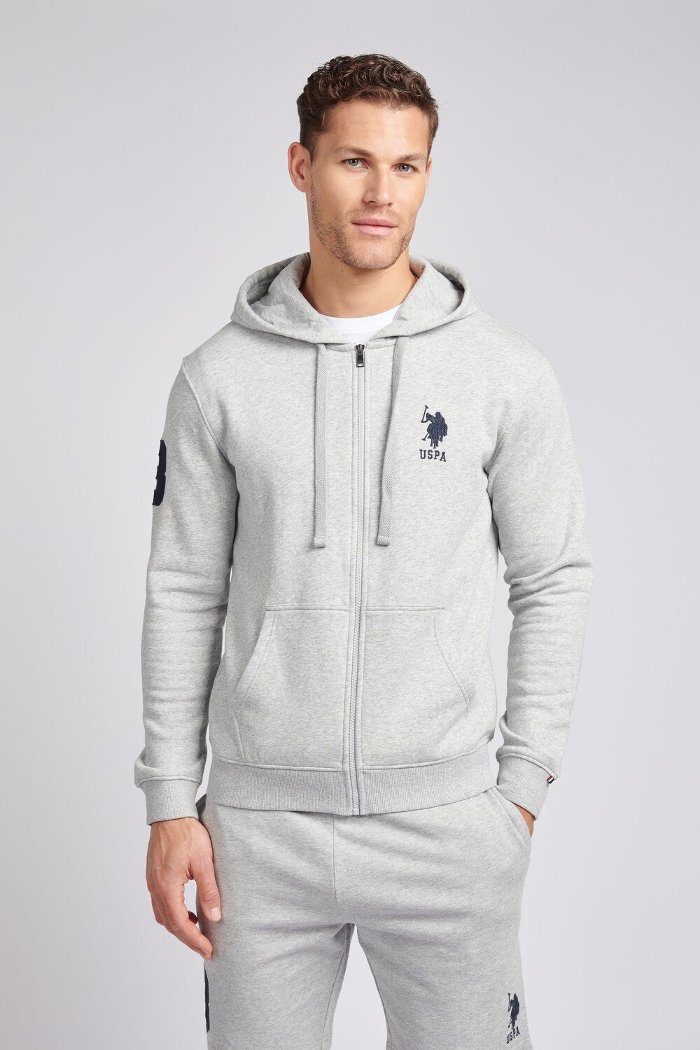 

Мужская классическая толстовка player 3 на молнии U.S. Polo Assn, серый