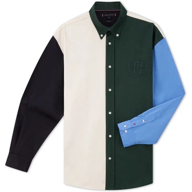 Рубашка Color Block Tommy Hilfiger зеленый-бело-голубой