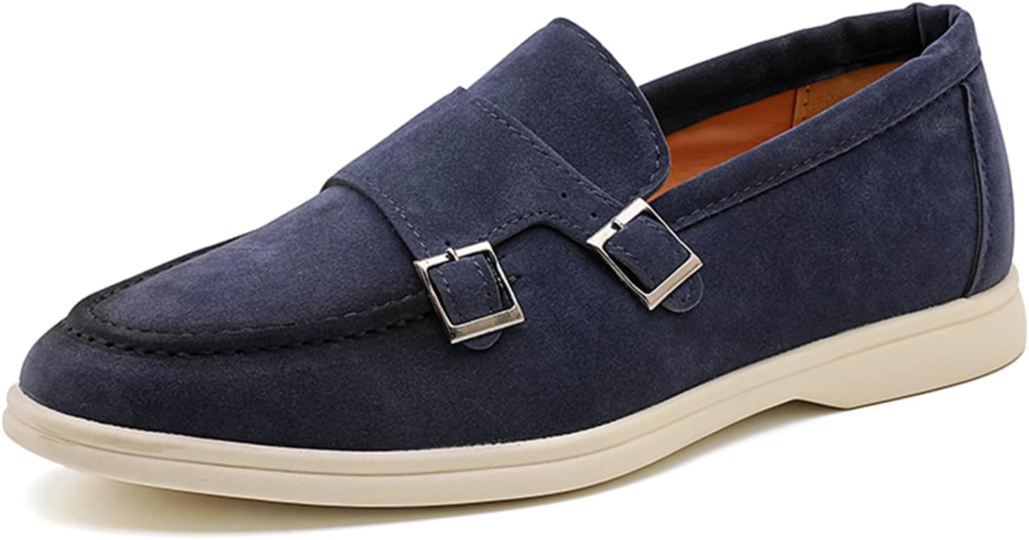 

Мужские замшевые лоферы Dacnakby с двойной пряжкой, лоферы-мокасины на мягкой подошве, легкая резиновая белая подошва, стильные повседневные и комфортные классические туфли