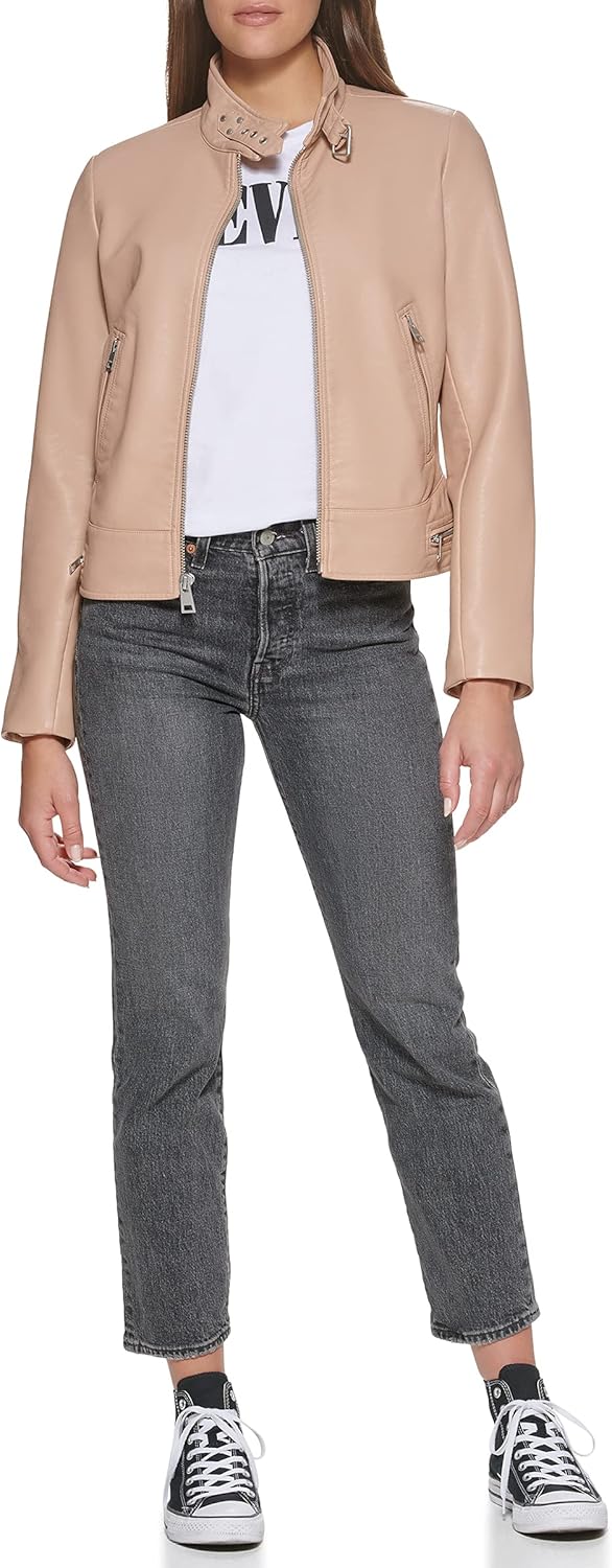 Женская куртка для мотокросса Levi's из искусственной кожи (стандартная и плюс), Biscotti Latch Collar — фото 3