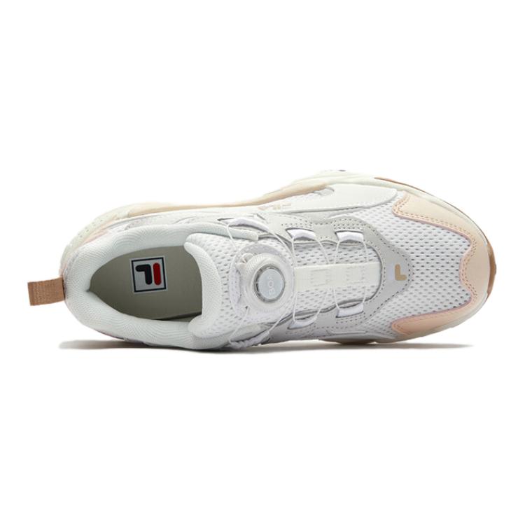 FILA KIDS Кроссовки BOA с противоскользящей подошвой, износостойкие, в стиле ретро, белые, светло-розовые — фото 4