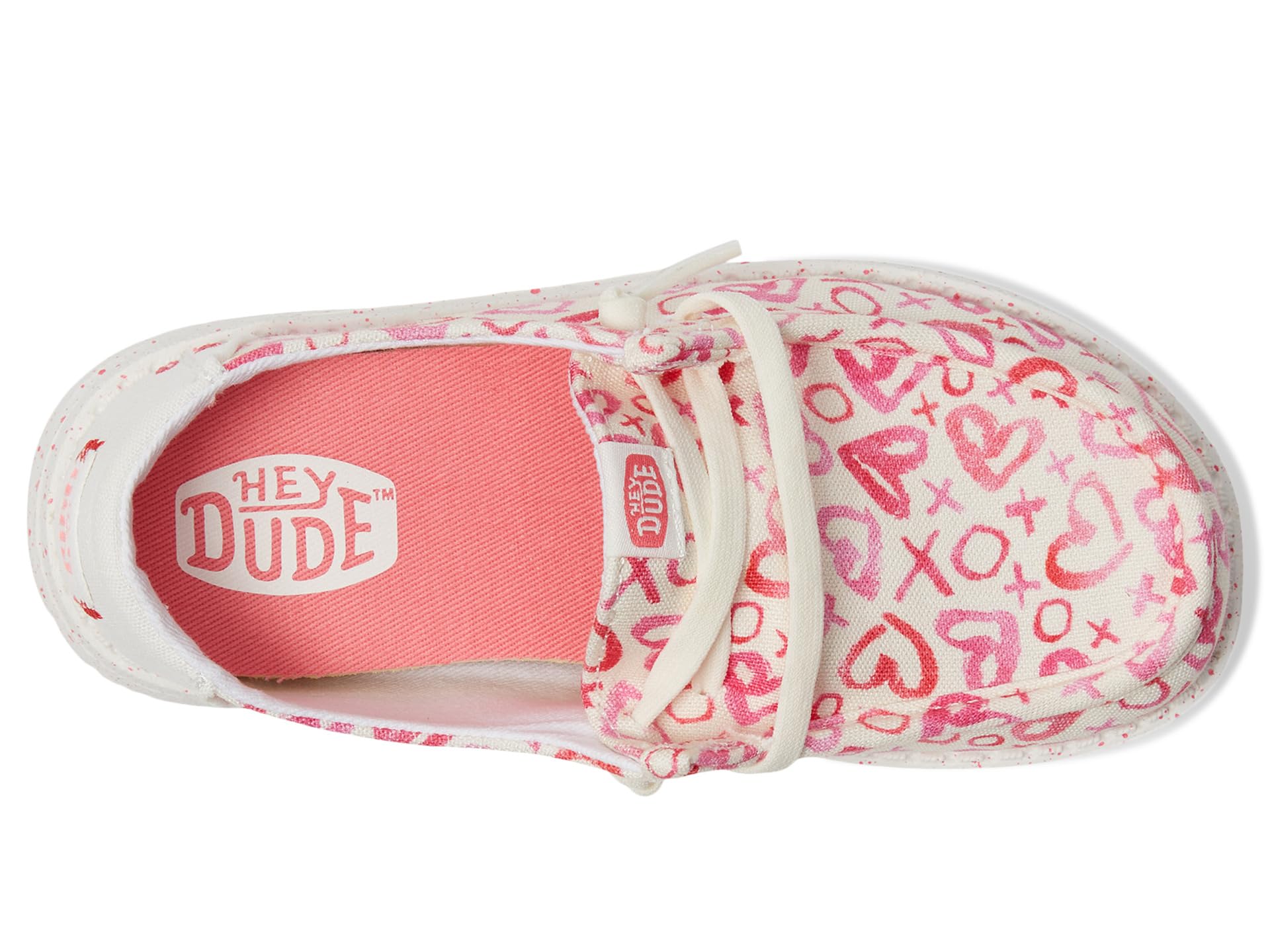 Туфли Hey Dude Kids Wendy Watercolor Hearts, цвет Pink/White — фото 2