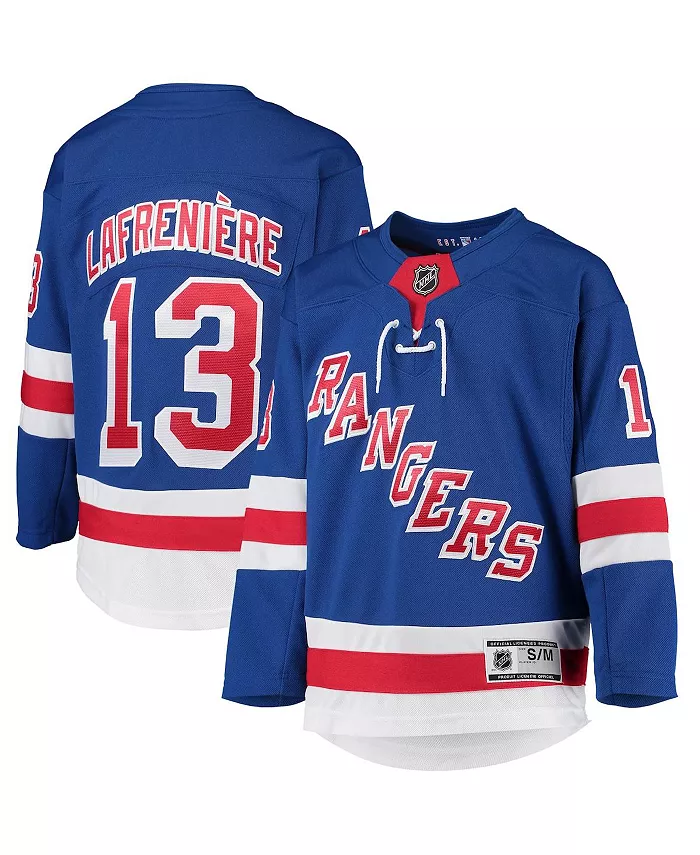 

Синяя домашняя футболка игрока New York Rangers для подростков Alexis Lafreniere Premier Outerstuff