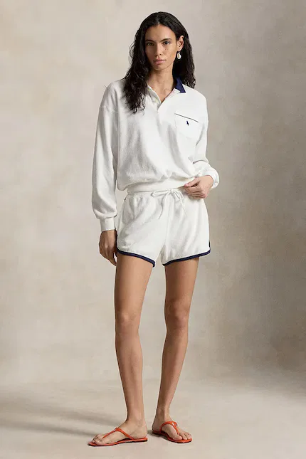 Шорты женские из махровой ткани LT WT COTTON TERRY-KNT-SHORTS Polo Ralph Lauren, белый — фото 3