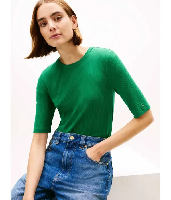 Блуза slim fit Tommy Hilfiger, зеленый — фото 4