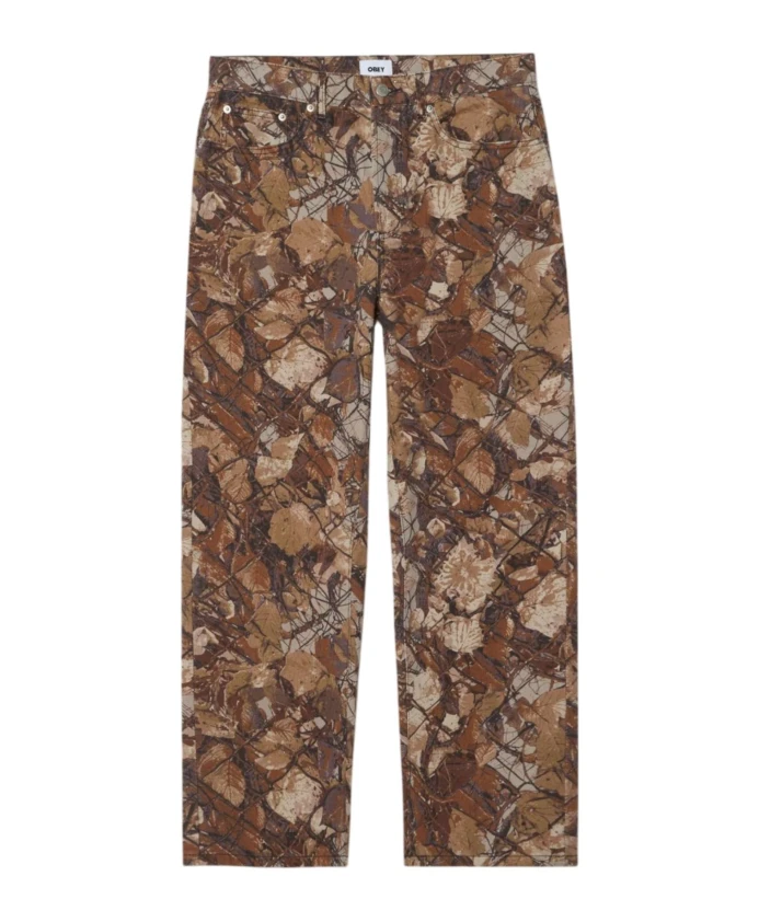 

Широкие джинсовые брюки с рисунком в виде натурального дерева. Obey, мультиколор